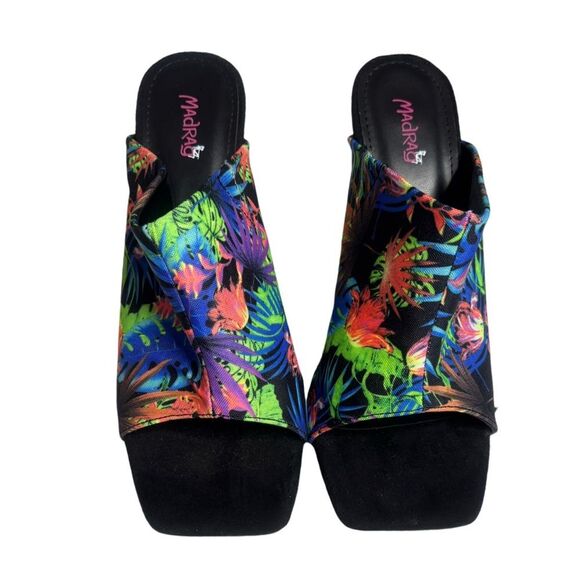 Madrag Ross Floral Print Square Toe Slip On Heel - Picture 2 of 7